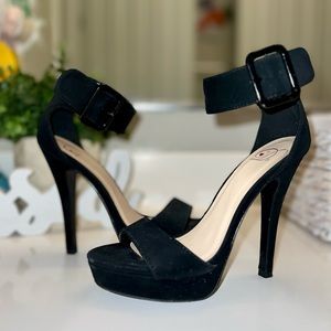 Black Suede Heels, Strap Heels, Cute Black Heels